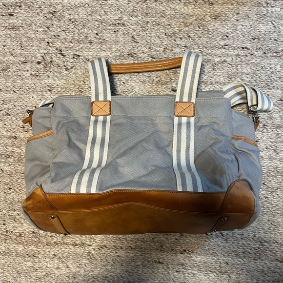 Pottery Barn Handbags - Pottery Barn Gray and Tan Diaper Bag